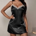 thumbnail image 1 of Xixinqiwan Lingerie for Women Silk Satin Nightgowns Negligee Sexy Slip Nighty Chemise Babydoll Sleepwear Black L, 1 of 6
