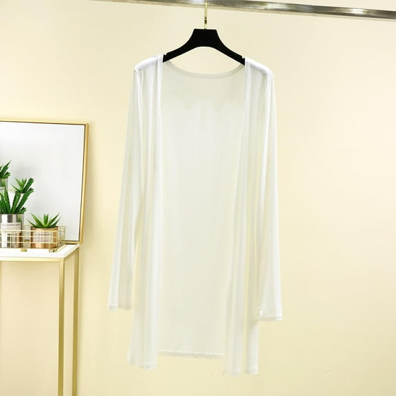 Xixinqiwan Long Cardigans for Women Long Sleeve Open Front Lightweight Cardigan Summer Casual Cover Ups