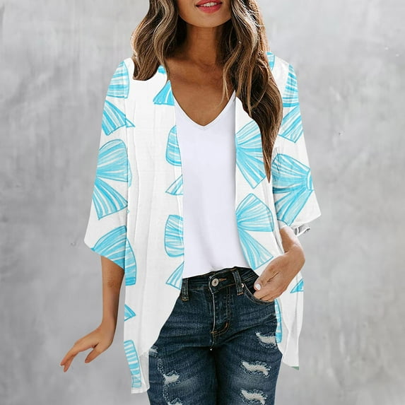 Xixinqiwan Long Kimono Cardigan for Women Casual Loose Prints Patterns Open Front Summer Beach Cover Ups