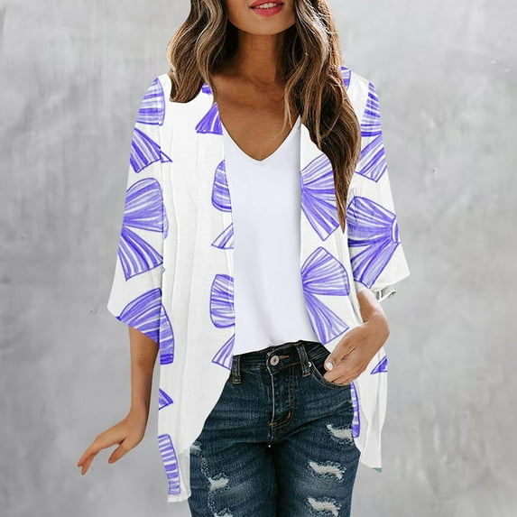 Xixinqiwan Long Kimono Cardigan for Women Casual Loose Prints Patterns Open Front Summer Beach Cover Ups