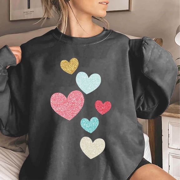 Xixinqiwan Love Heart Sweatshirt for Women,Women Sweatshirt Love Heart Buffalo Plaid Letter Print Raglans Tops Long Sleeve Shirt