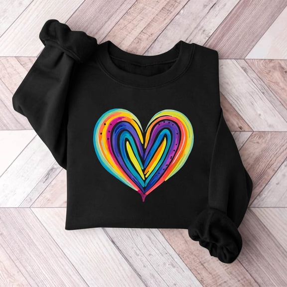 Xixinqiwan Love Heart Sweatshirt for Women,Women Valentine's Love Heart Print Pullover Tops Casual Cute Valentines Day Gift for Her Long Sleeve Shirt