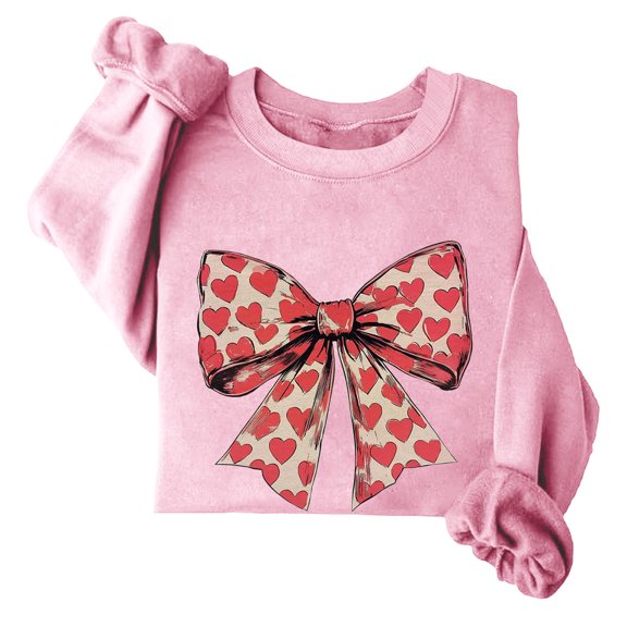 Xixinqiwan Love Shirts for Women,Women's Round Neck Raglan Sleeves Long Sleeved Valentine's Day Love Printed Top Sweater