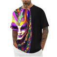 thumbnail image 1 of Xixinqiwan Mardi Gras Seven Sleeve Shirt for Men,Casual Loose Round Neck Tops Mardi Gras Novelty 2025 Carnival T Shirts, 1 of 5