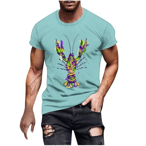 Xixinqiwan Mardi Gras Shirts for Men Plus Size,Mardi Gras Masks and Beads Adult T-Shirt for New Orleans Party Carnival