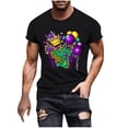 thumbnail image 1 of Xixinqiwan Mardi Gras T-shirt for Men,Mens Short Sleeve Carnival Round Neck Casual Tshirts New Orleans Parade Custume Tops, 1 of 6