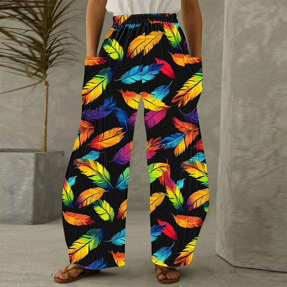 Xixinqiwan Mardi Gras Women Baggy Joggers,Women's High Waist Loose Baggy Pants with Pockets Fat Tuesday Carnival Long Trousers New Orleans Party