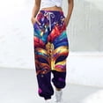 thumbnail image 1 of Xixinqiwan Mardi Gras Women Baggy Joggers,Womens Wide Leg High Waisted Baggy Drawstring Pants Open Bottoms Jogger Pants with Pockets Masquerade Party Outfit, 1 of 4