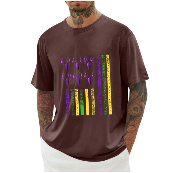 Xixinqiwan Men Long Sleeve Shirts,Mask Graphic Print Casual Seven Sleeves T Shirt Tops Carnival Party Costume