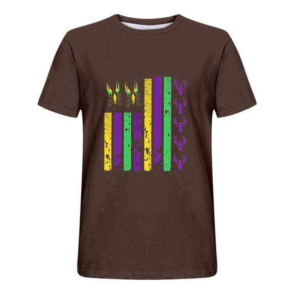 Xixinqiwan Men Long Sleeve Shirts,Mens Mardi Gras Mask Printed Shirts Round Neck Casual Loose Tops Fat Tuesday Shirts