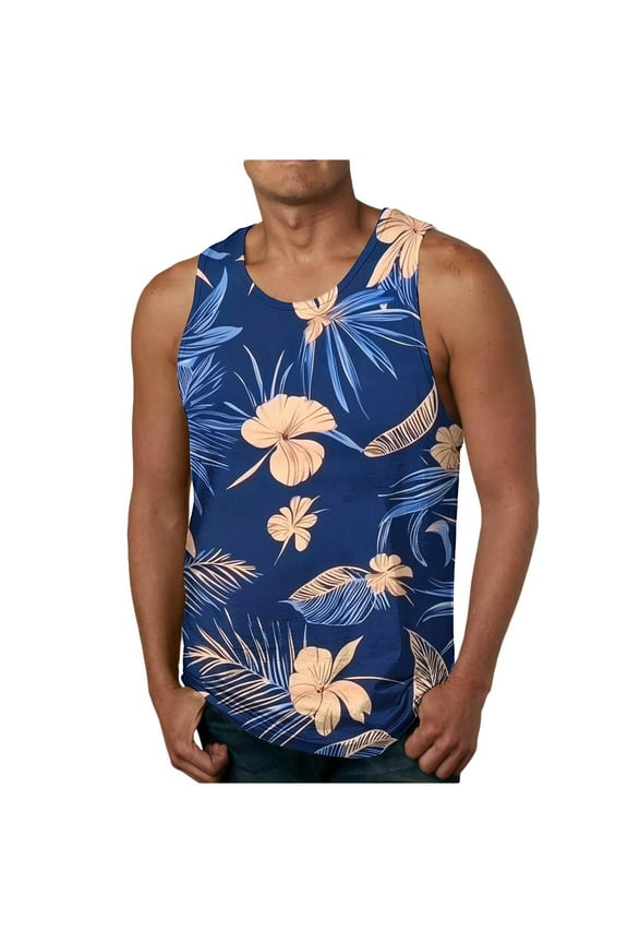 Men's 3D Tank Tops Summer Casual Novelty Sleeveless Shirt Unisex Colorful Graphics Tees Shirt Blue M