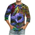 thumbnail image 1 of Xixinqiwan Mens Mardi Gras Clothing,Casual Loose Round Neck Tops Mardi Gras Novelty 2025 Carnival T Shirts, 1 of 6