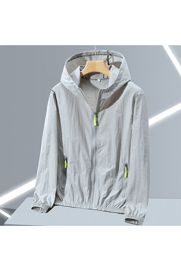 Mens UPF 50+ Full Zip Jacket Long Sleeve Beach Jacket Cover Up for Outdoor Camping, Fishing