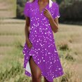 thumbnail image 1 of Xixinqiwan No Boundaries Dresses for Women,Women's Polka Dot Printed V-Neck Short Sleeve Loose Dress Purple M, 1 of 6