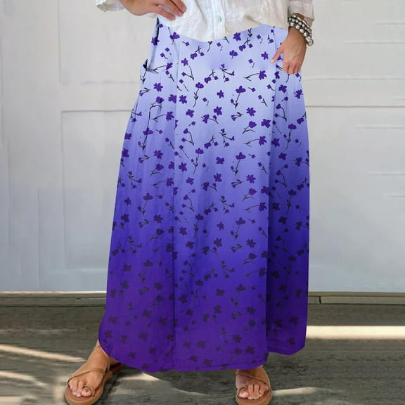 Xixinqiwan No Boundaries Maxi Skirts for Women 2025,Women Flowy Long Skirts Summer Beach Pleated Elastic High Waisted Casual Swing Maxi Flared Skirts