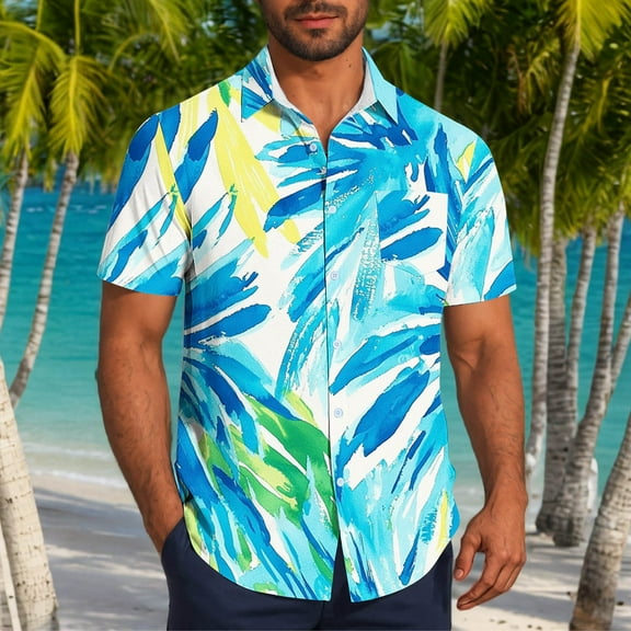 Xixinqiwan No Boundaries Men's Button Shirt,Men's Summer Beach Shirt Short Sleeve Hawaiian Button Up Shirts Quick Dry Printed Casual Blouse Tee