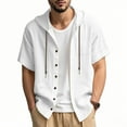 thumbnail image 1 of Xixinqiwan No Boundaries Men's Summer Cotton Linen Shirt with Hooded Casual Lightweight Button-Up Beach Shirt Hippie Loose Fit Tops, 1 of 9
