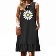 thumbnail image 1 of Xixinqiwan Sundresses for Women Plus Size,Women's Floral Print Round Collar Sleeveless Pocket Pleated Hem Patchwork Dress Black S, 1 of 6