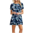 thumbnail image 1 of Xixinqiwan No Boundaries Women Dress Plus Size,Women's Short Sleeve Crew Neck Floral Print Dress,Comfy Lightweight Dress Daily Wear, 1 of 5