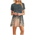 thumbnail image 1 of Xixinqiwan Women's Short Sleeve Crew Neck Floral Print Dress,Summer Beach Vacation Flowy Dress, 1 of 5