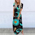 thumbnail image 1 of Xixinqiwan Women's Short Sleeve Crew Neck Long Dress with Pockets,Summer Beach Flowy Dress, 1 of 5