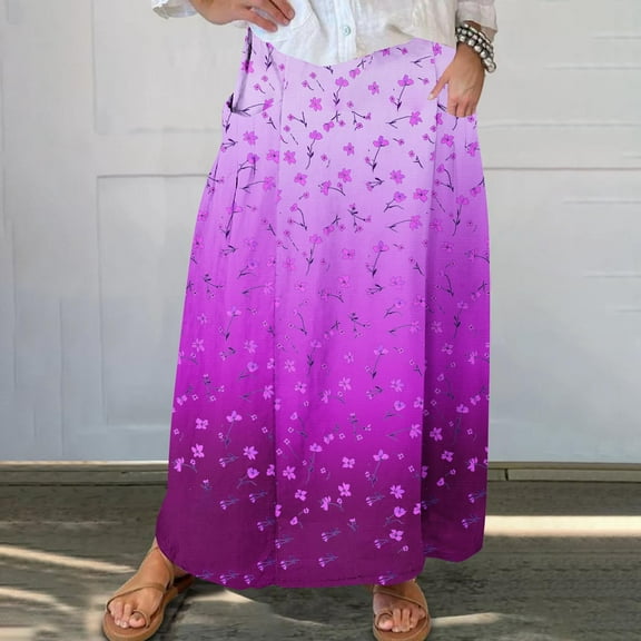 Xixinqiwan No Boundaries Women Maxi Skirts Clearance,Women's 2025 Boho Long Skirts Flowy High Waist A Line Maxi Skirts for Women Summer Clothes