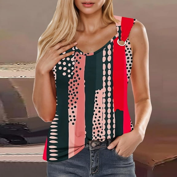 Xixinqiwan No Boundaries Women Tops ,Women's Summer Loose Tank V-Neck Sleeveless Shirts Floral Print Pattern Tunic Blouse Camisole Top