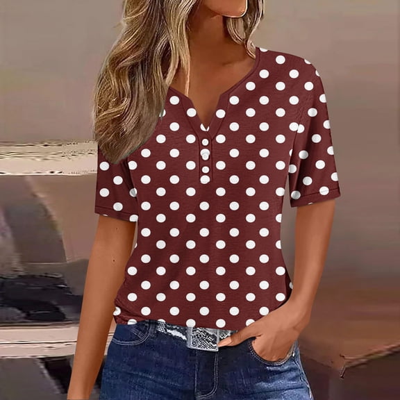 Xixinqiwan Women Tops,Women's T-Shirt Graphic Tees Floral Printed Casual Short Sleeve Button Down Tops Summer Loose Fitted Top