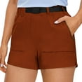 thumbnail image 1 of Xixinqiwan Women's Cargo Work Shorts Solid Color Classic Chino Short Cuffed High-Cut Shorts with Pockets, 1 of 8