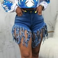 thumbnail image 1 of Xixinqiwan No Boundaries Women's Denim Shorts High Waisted Frayed Raw Hem Rippped Tassel Jeans Short Trendy Outfit Street Wear, 1 of 8