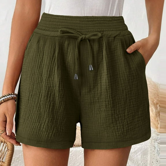 Xixinqiwan No Boundaries Womens Linen Shorts Bermuda High Waist Wide Leg Shorts Lounge Summer Beach Shorts for Women Trendy