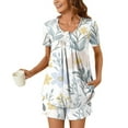 thumbnail image 1 of Xixinqiwan Pajama Set for Women,Women Nightwear Short Sleeve Shirt and Shorts Pajama Set Round Neck Solid Color Sleepwear Home Clothing, 1 of 6