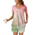 thumbnail image 1 of Xixinqiwan Pajama Set for Women,Women's Cotton Lounge Sets Short Sleeve Blouse and Shorts Matching Loungewear Two Piece Shorts Outfits Set, 1 of 6