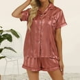 thumbnail image 1 of Xixinqiwan Pajama Set for Women,Womens Modal Cotton Comfy Pajamas Set 2 Piece Sleepwear Short Sleeve Button Down Shirt Shorts Set, 1 of 6