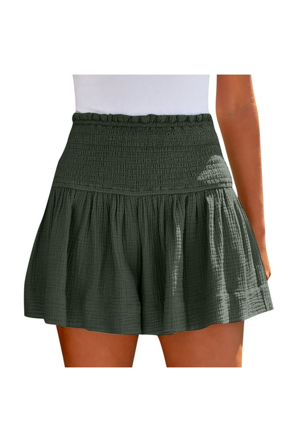 Plus Size Women Shorts,Flowy Summer Shorts for Women Elastic High Waist Ruffle Layered Skorts Running Tennis Skort Preppy Shorts