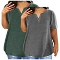 thumbnail image 1 of Xixinqiwan Plus Size Tops for Women,2PC Women's V Neck Solid Color Oversized T-shirts Trendy Workout Going Out Tee Tops, 1 of 6