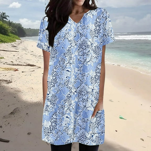 Xixinqiwan Plus Size Tops for Women,Women's Graphic Tees Casual Summer Floral Printed Short Sleeve Cute T Shirts V Neck Going Out Tops