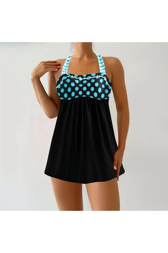 Plus Size Women's Tankini Swimsuits Tummy Control Modest Floral Swimsuit Set 2025 Two Piece Bathing Suits Blue 4XL