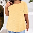 thumbnail image 1 of Xixinqiwan Plus Size Womens Short Sleeve Shirts Casual Loose Fit Solid Tunic Tops Round Neck Basic Everyday T-Shirt Yellow XXXXL, 1 of 5