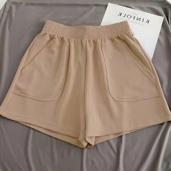 Xixinqiwan Shorts for Women Plus Size,Women's Cotton Gym Shorts Quick Dry Yoga Shorts Summer Running Active Shorts Elastic Wide Leg Shorts