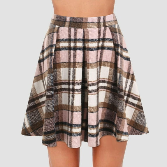 Xixinqiwan Skirts for Women 2025 Clearance,Skorts for Women Short Plaid Umbrella Skirt Zip Cotton Soft Short Skirts Comfy Layered Athletic Wear