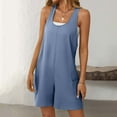 thumbnail image 1 of Xixinqiwan Sleeveless Rompers for Women Casual Summer Beach Stretchy Racerback Overall Jumpsuit Shorts with Pockets, 1 of 5