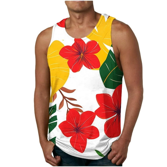 Xixinqiwan Tank Top for Men Plus Size,Mens Cotton Crew Neck Sleeveless T-Shirts Moisture Wicking Performance Tank Tops Lightweight Everyday Tee Single