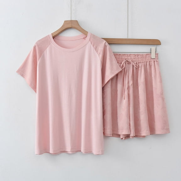 Xixinqiwan Two Piece Womens Pajama Set,Women's Modal Short Sleeve V-neck Shirt and Shorts Sleepwear Soft Comfort Nightwear Pjs