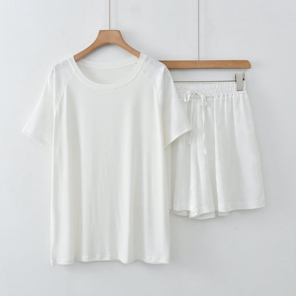 Xixinqiwan Two Piece Womens Pajama Set,Women's Modal Short Sleeve V-neck Shirt and Shorts Sleepwear Soft Comfort Nightwear Pjs
