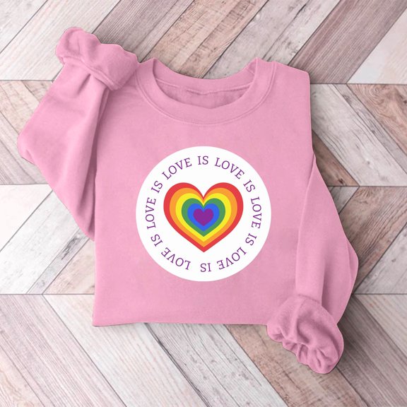Xixinqiwan Valentine's Day Gift for Women Shirts,Women Romantic Love Graphic Print Shirt Casual Heart Long Sleeve Pullover Tops Round Neck Hoodless Sweatshirt
