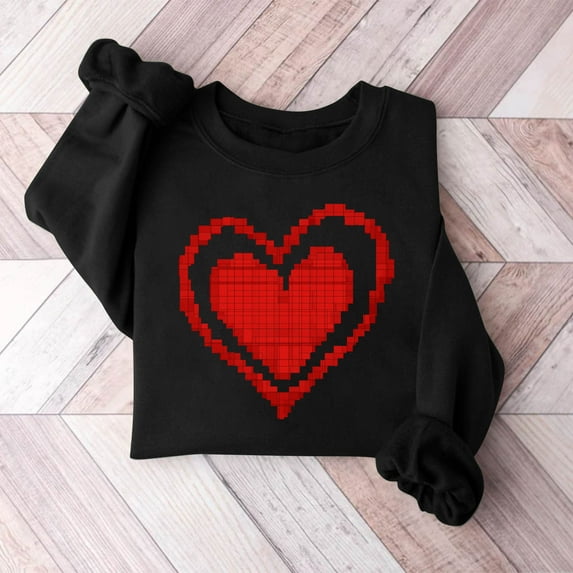 Xixinqiwan Valentine's Day Gift for Women Shirts,Women Valentines Sweater Love Heart Graphic Knit Sweatshirts Valentine Day Oversized Crewneck Tops