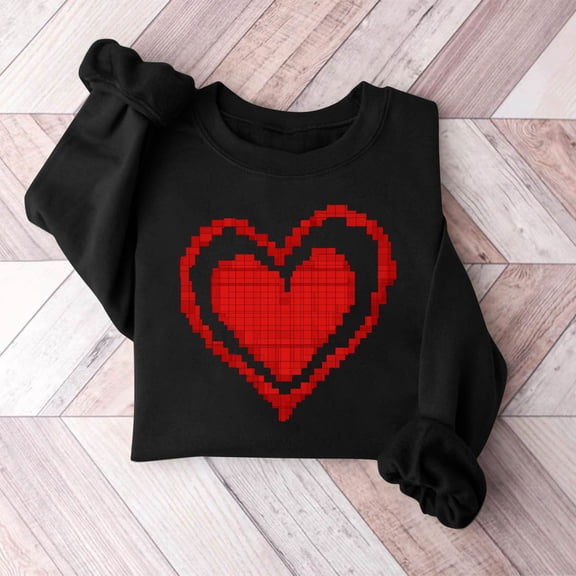 Xixinqiwan Valentine's Day Gift for Women Shirts,Women Valentines Sweater Love Heart Graphic Knit Sweatshirts Valentine Day Oversized Crewneck Tops