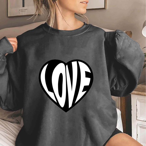 Xixinqiwan Valentine's Day Sweatshirt,Women Love Heart Pullover Letter Print Tie Dye Crewneck Long Sleeve Shirt Women Top
