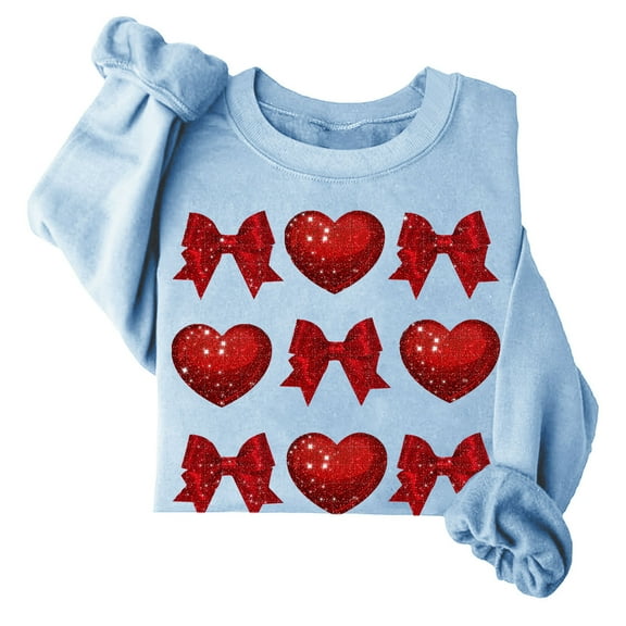 Xixinqiwan Valentines Day Love Heart Sweatshirts,Women 2025 Happy Valentine's Day Shirts Round Neck Casual Solid Slogan Long Sleeve Pullover Sweatshirt Tops